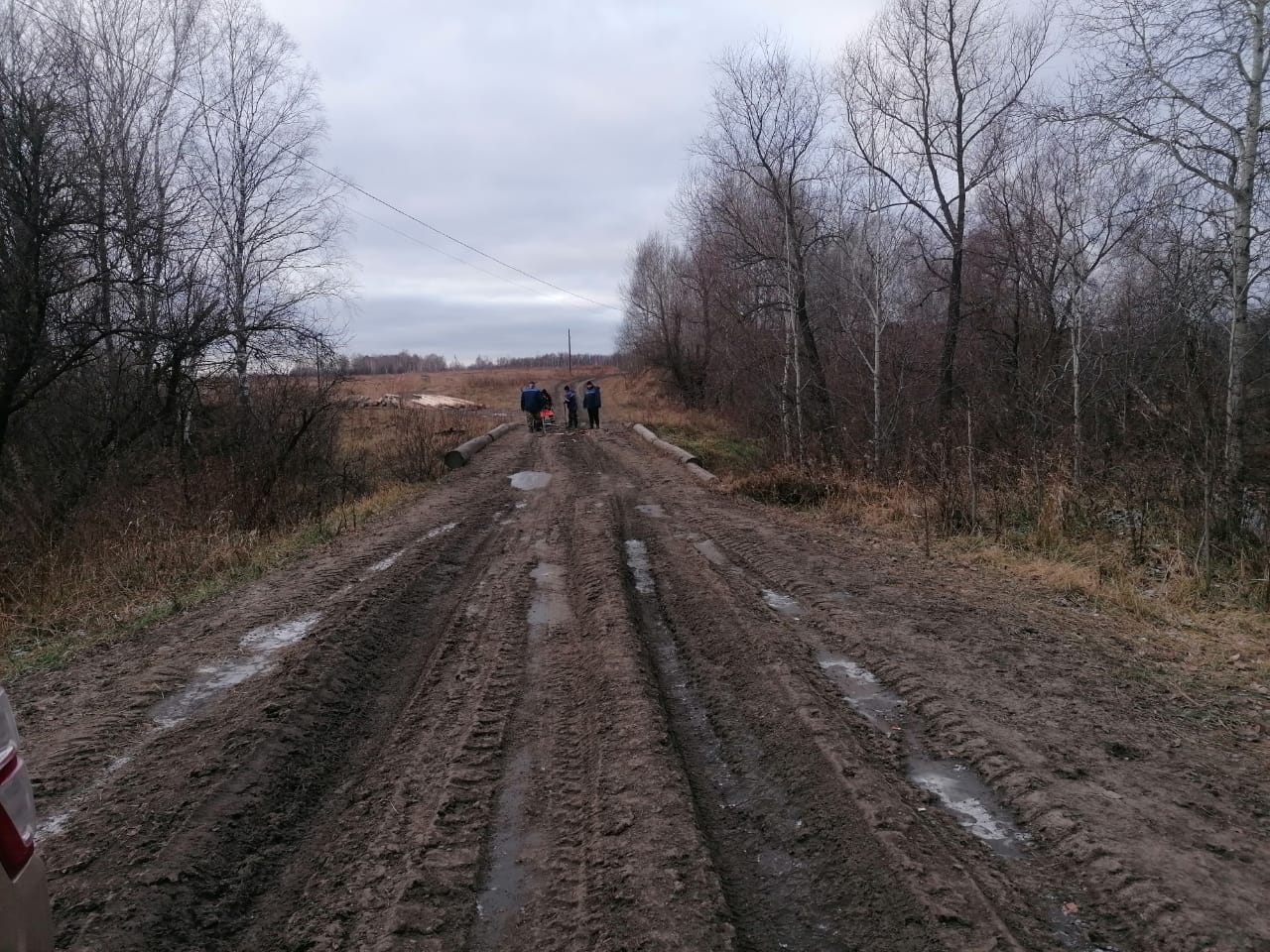 Ремонтные работы на мосту через р. Кип в д. Поддол,.